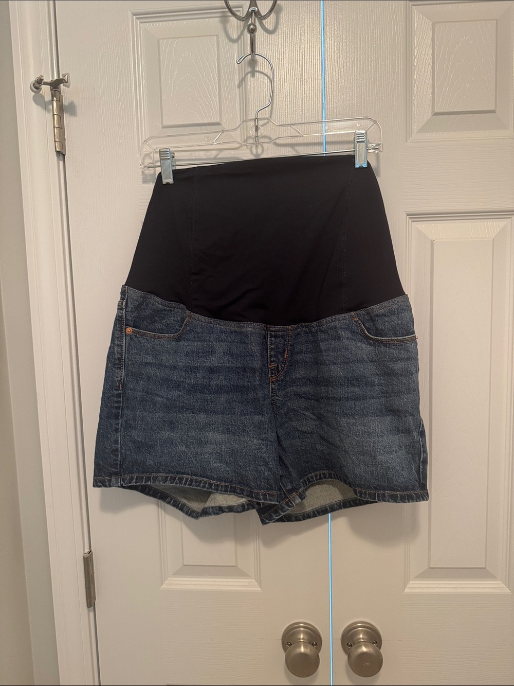 Isabel Maternity by Ingrid & Isabel Denim Jean Maternity Shorts with Black Panel